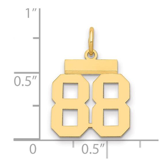 14k Yellow Gold, Athletic Collection, Small Polished Number 88 Pendant - Picture 2 of 3